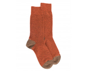 Plain socks Fleece wool socks - Cognac / Seigle