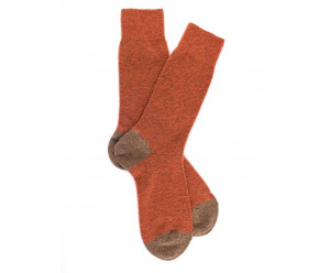 Plain socks Fleece wool socks - Cognac / Seigle 2