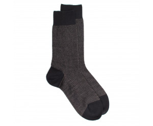 Doré Doré Chaussettes Vintage CHAUSSETTES EN LAINE MERINOS MOTIF CAVIAR NOIR ET GRIS