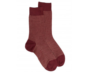 Doré Doré Chaussettes Vintage CHAUSSETTES CAVIAR EN LAINE MERINOS TONS BRIQUE ET BEIGE