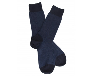 Doré Doré Chaussettes Vintage CHAUSSETTES EN LAINE MERINOS MOTIF CAVIAR MARINE ET BLEU 2