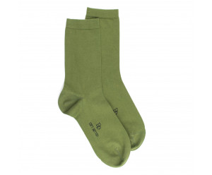 Doré Doré Chaussettes unies CHAUSSETTES FEMME EN COTON DOUX ET FIN VERT