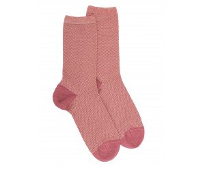Chaussettes unies CHAUSSETTES FEMME CAVIAR LAINE ET LUREX ROSE POUDRE