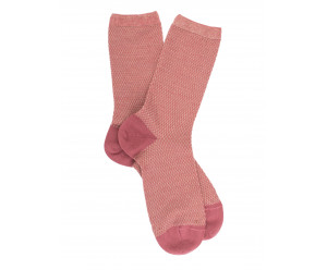 Chaussettes unies CHAUSSETTES FEMME CAVIAR LAINE ET LUREX ROSE POUDRE 2