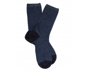 Chaussettes unies CHAUSSETTES FEMME CAVIAR EN LAINE ET LUREX MARINE 2