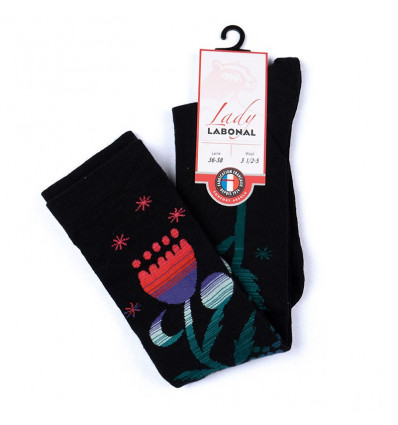 Home Knee high socks, flowers, black
