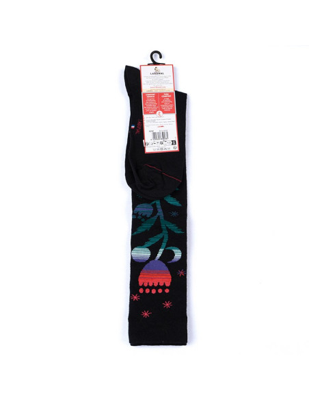 Home Knee high socks, flowers, black