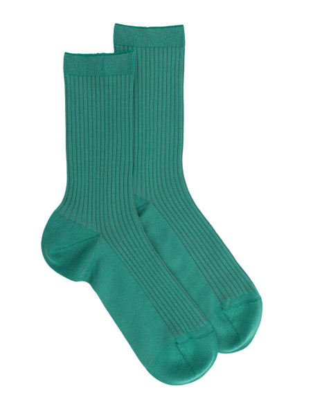 Chaussettes unies Chaussettes à côtes en fil d'écosse Femme - menthe