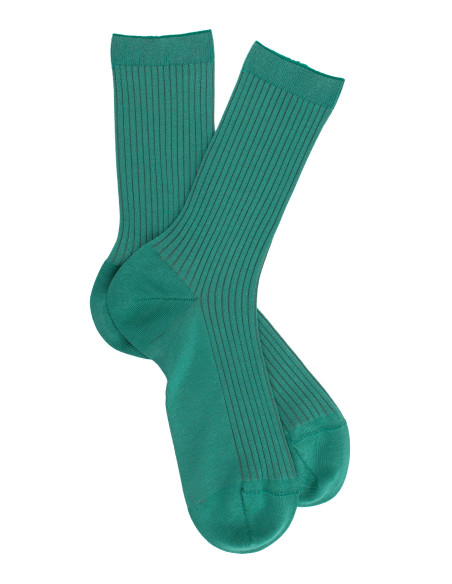 Chaussettes unies Chaussettes à côtes en fil d'écosse Femme - menthe