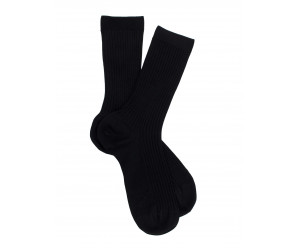 Chaussettes unies Chaussettes à côtes en fil d'écosse Femme - Noir 2