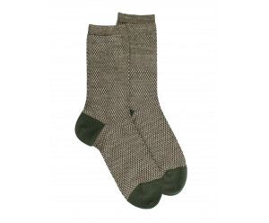 Chaussettes unies CHAUSSETTES FEMME CAVIAR EN LAINE ET LUREX VERT SAPIN