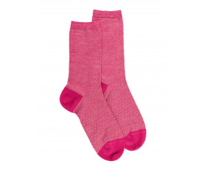 Chaussettes unies CHAUSSETTES FEMME CAVIAR EN LAINE ET LUREX FUCHSIA
