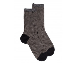 Chaussettes unies CHAUSSETTES FEMME CAVIAR EN LAINE ET LUREX NOIR