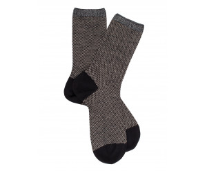 Chaussettes unies CHAUSSETTES FEMME CAVIAR EN LAINE ET LUREX NOIR 2
