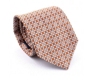 CRAVATES ORANGE MOTIF BLANC
