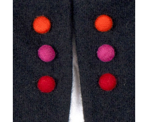 GANTS & MITAINES Mitaines en laine fine - boutons - noir 2