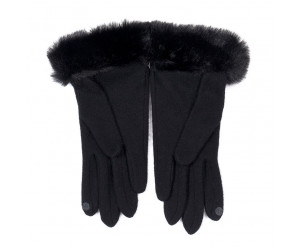 GANTS & MITAINES gants uni noir et fausse fourrure noire