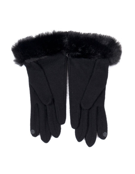 GANTS & MITAINES gants uni noir et fausse fourrure noire