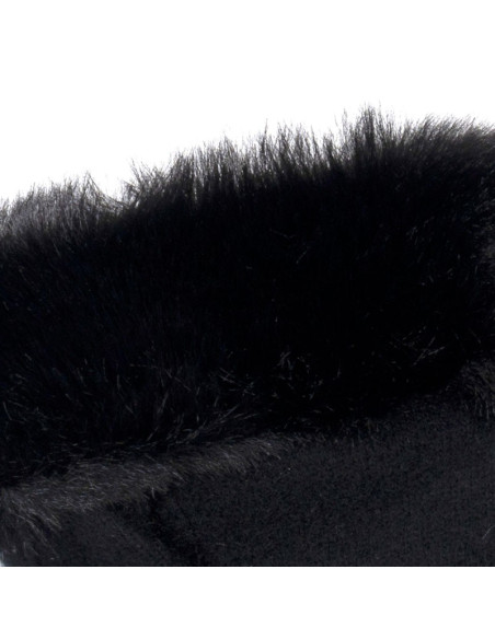 GANTS & MITAINES gants uni noir et fausse fourrure noire