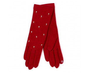 GANTS & MITAINES gants laine fine et perle rouge