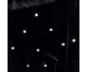 GANTS & MITAINES Gants du soir uni noir, strass et fausse fourrure 2