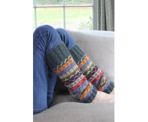 Mi-bas et guêtres fantaisies Guêtre en laine - motif vert foncé