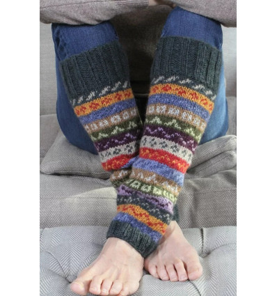 Mi-bas fantaisies Guêtre en laine - motif dark green