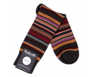 Chaussettes Vintage MERINO WOOL SOCKS, STRIPED DESIGN, BROWN