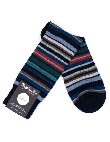 Chaussettes Vintage MERINO WOOL SOCKS, STRIPED DESIGN, NAVY