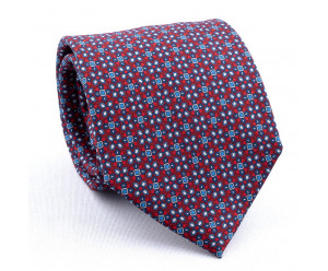 CRAVATES CRAVATE TWILL - PETITE GEOMETRIE ROUGE BLEU