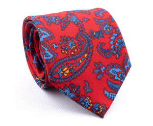 CRAVATES CRAVATE TWILL - CACHEMIRE ROUGE CIEL ET JAUNE