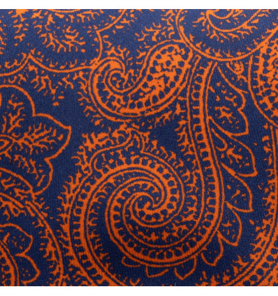 CRAVATES CRAVATE TWILL - ORANGE CACHEMIRE FOND NAVY