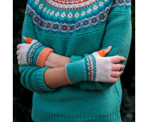 GANTS & MITAINES MITAINES 100% LAINE - TURQUOISE/ORANGE 2