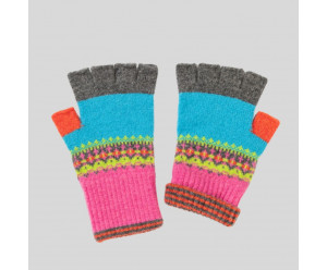 GANTS & MITAINES FINGERLESS GLOVES 100% wool - Pink/blue