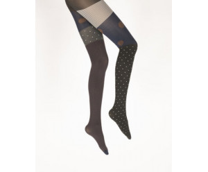 Collants unis et fantaisies Berthe aux grands pieds - 60D pois et rayures / Brown/navy