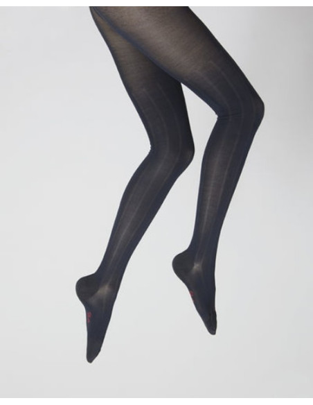 Collants unis et fantaisies Berthe aux grands pieds - Soie / Marine