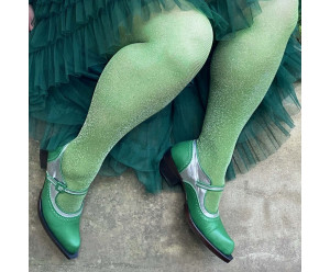 Collants unis et fantaisies Collant vert à paillettes 2