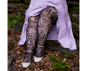 Collants unis et fantaisies COLLANT RESILE NOIR - BOTANICAL 2