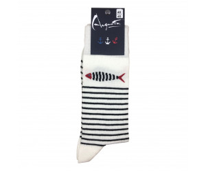 Chaussette Augustin motif bord de mer