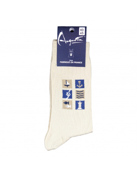 Chaussette Augustin motif bord de mer