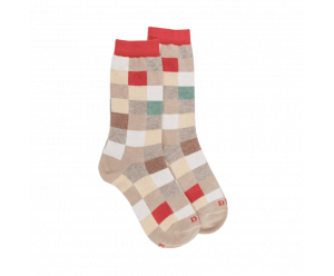 Doré Doré - Chaussette coton eureka pour enfant - damier beige