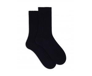 Doré Doré - ribbed socks in thick Merino wool - Navy blue