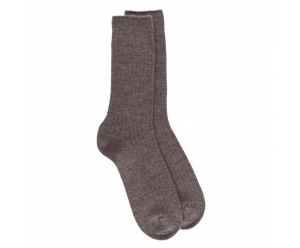 Doré Doré - ribbed socks in thick Merino wool - Brown