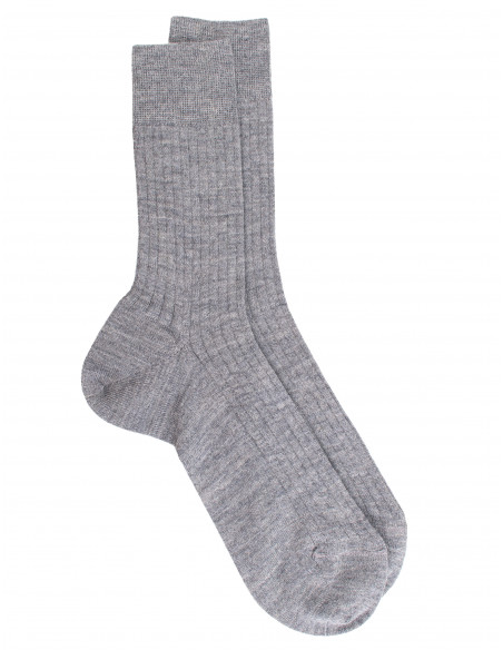 Chaussettes en laine côtelé pour homme