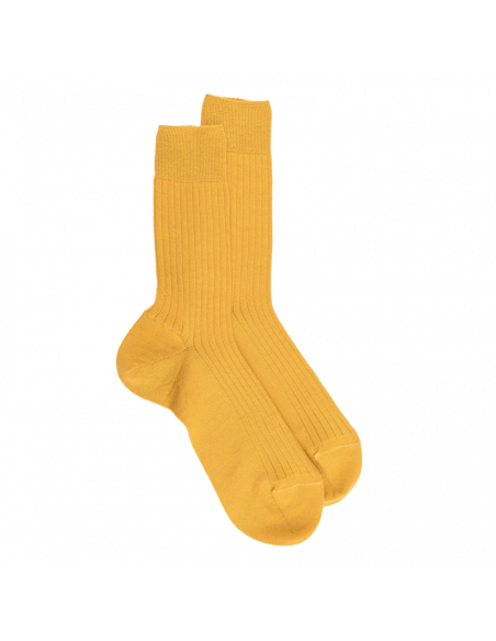 Chaussettes en laine côtelé pour homme