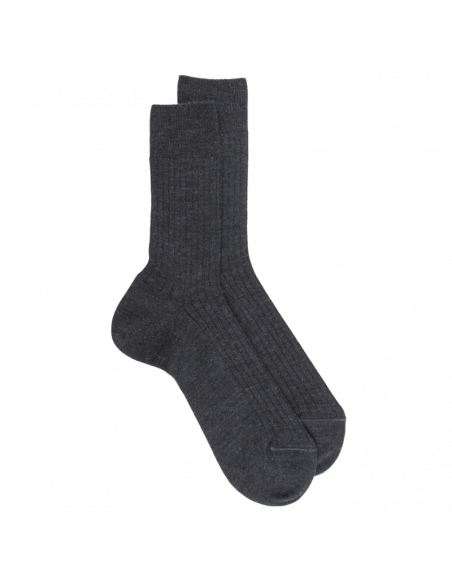 Chaussettes en laine côtelé pour homme