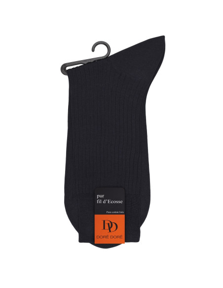 Doré Doré Chaussettes unies Chaussette unie pur fil d'Ecosse à côtes -noir