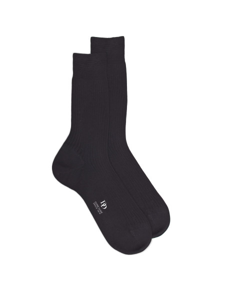 Doré Doré Chaussettes unies Chaussette unie pur fil d'Ecosse à côtes -noir