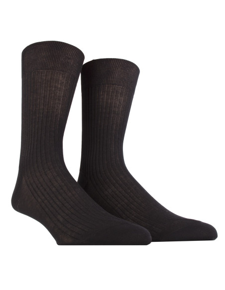 Doré Doré Chaussettes unies Chaussette unie pur fil d'Ecosse à côtes -noir