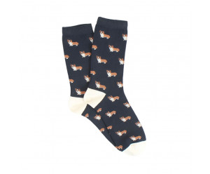 Corgi - chaussette avec petits corgis fond bleu marine